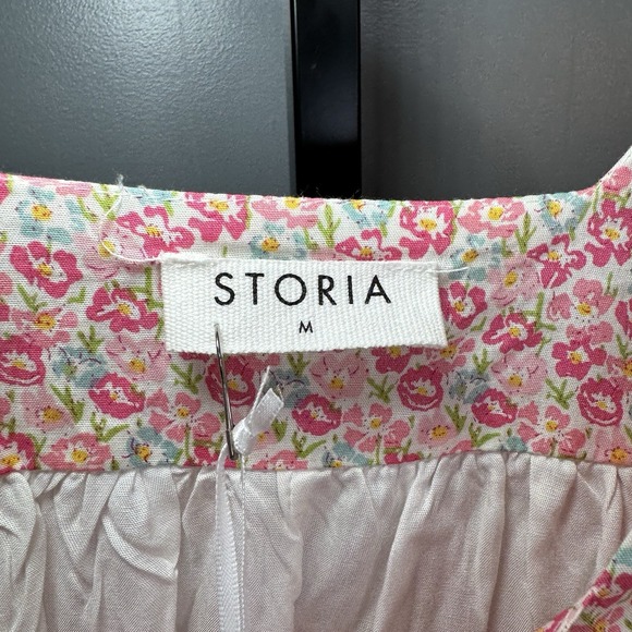 Storia‎ Women's Floral Puff Sleeve  Babydoll Mini Dress Size M Cottage NWT - Picture 5 of 13